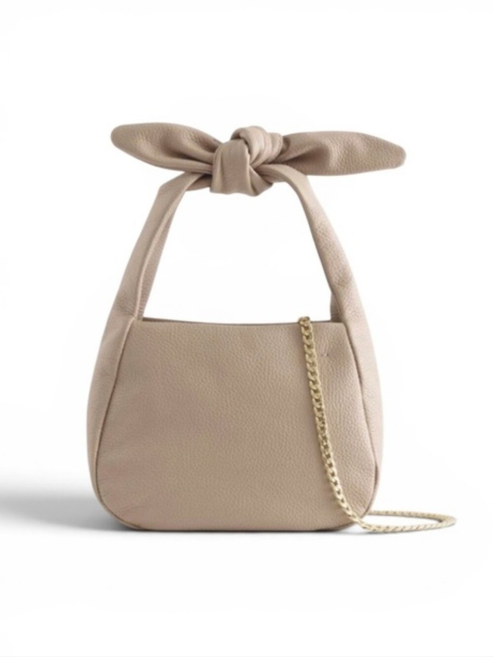 Quince Italian Leather Mini Bow Bag Taupe Crossbody Like New